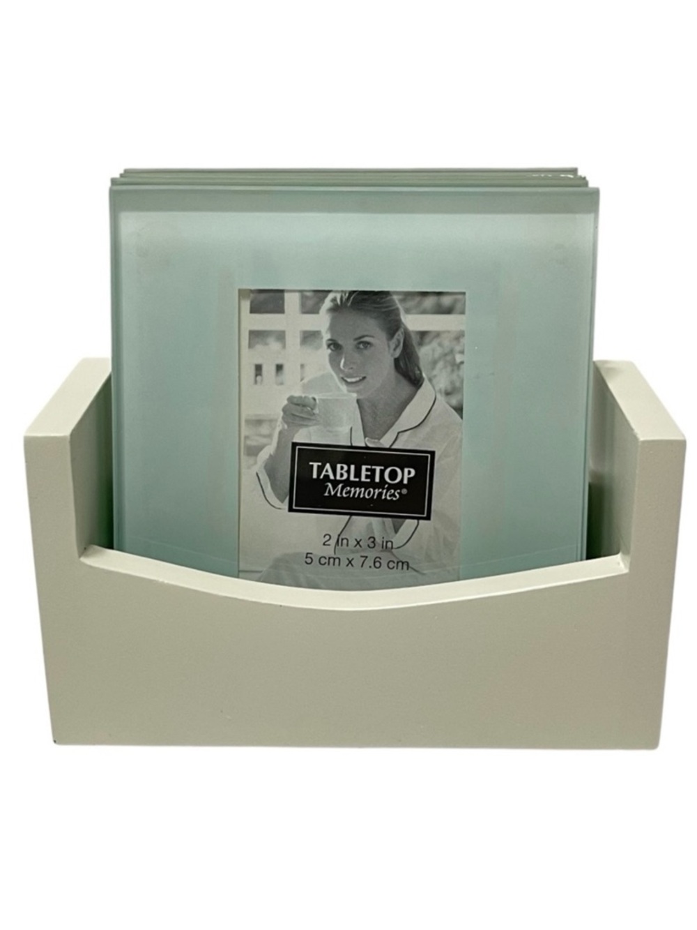 Tabletop Memories Glass Picture Frame Coasters Holds 2"x3" Photos Set of 4 Gift